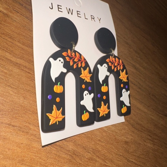 ‘Halloween Nights’ rainbow arch Halloween ghost fall polymer clay earrings! - Picture 5 of 6